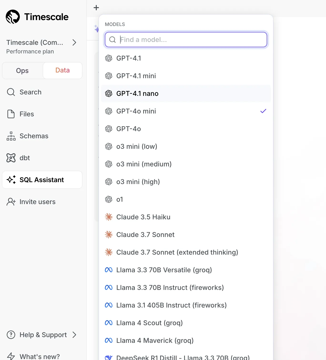 SQL Assistant - New Models