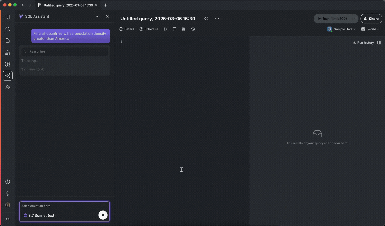 Timescale SQL Assistant Agent Mode